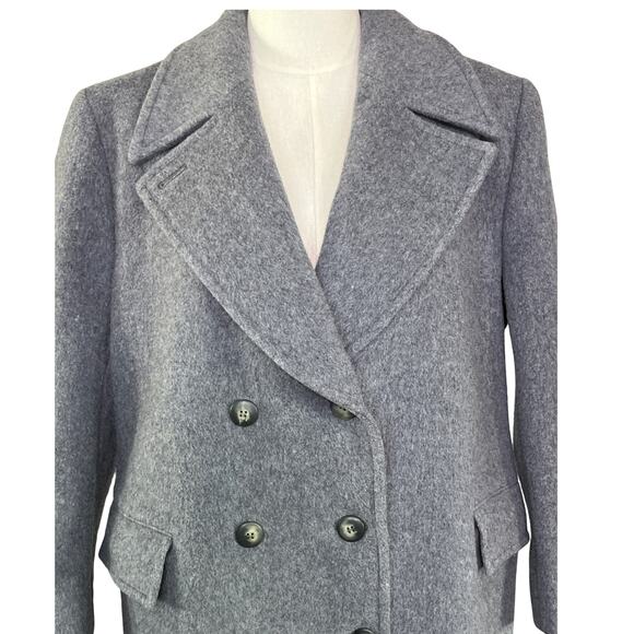 Pendleton 100% Virgin Wool Long Double-Breasted Coat Gray Size Women's 8 USA - Picture 8 of 10